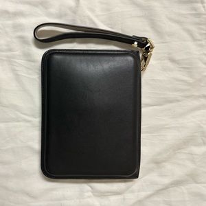 LUNA leather wristlet in two toned black and grey!